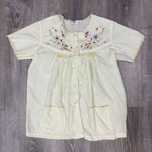 VTG Embroidered Butterfly Top Fairycore Milkmaid Cottage Pastel Yellow Blouse SM